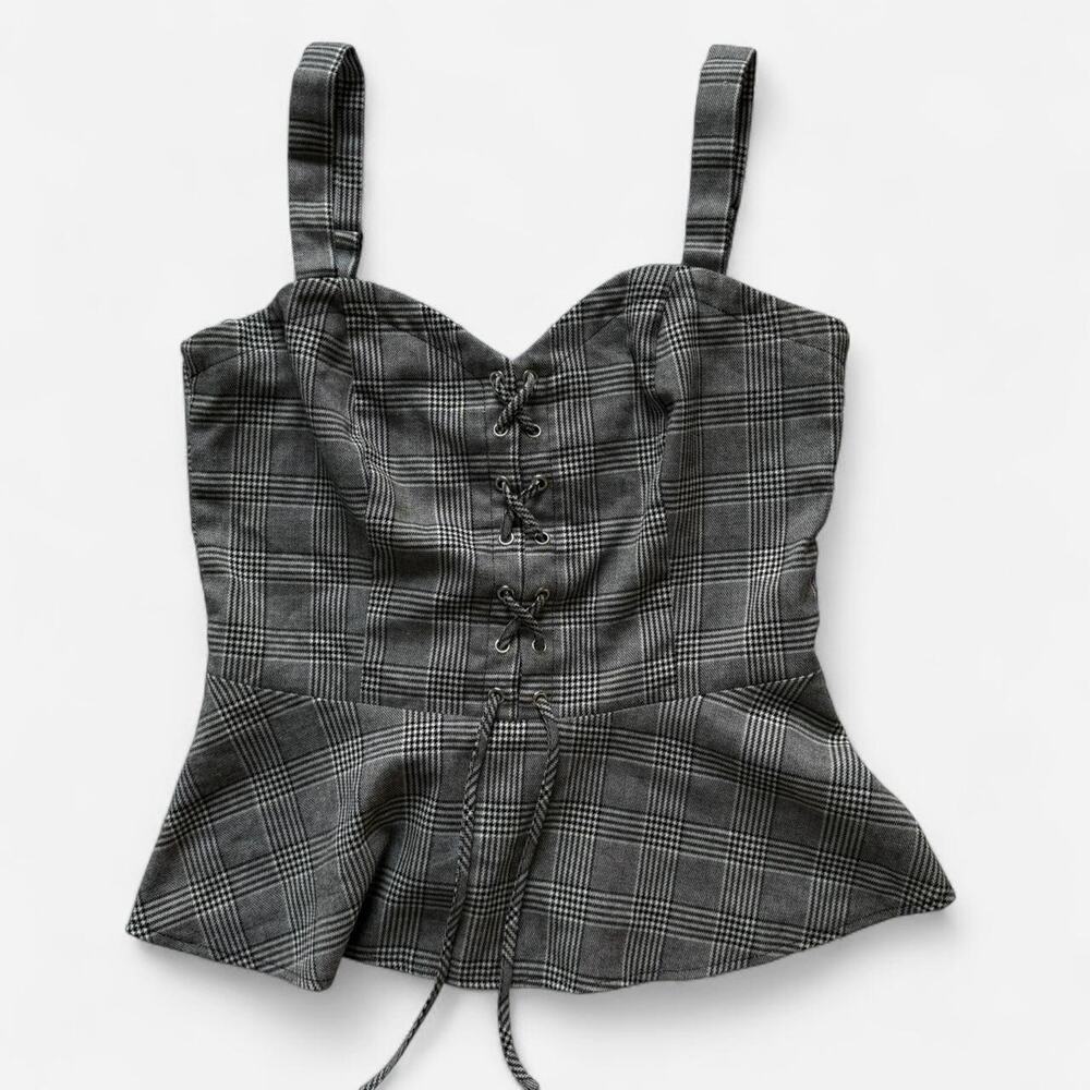 Venus Black and White Plaid Corset Top